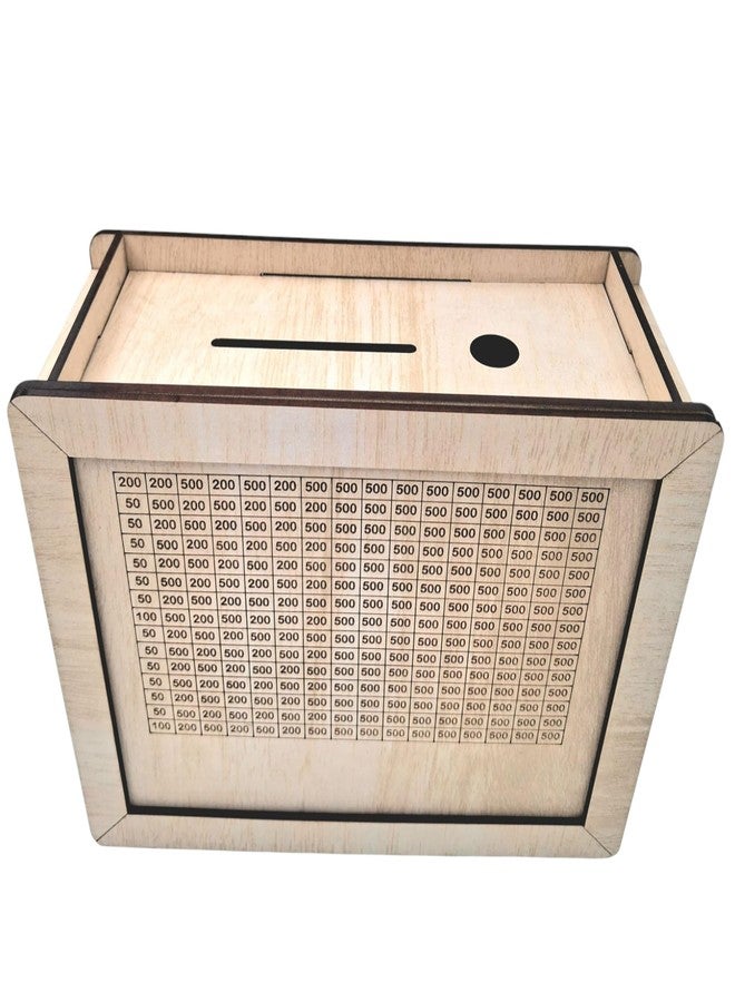 Nispruhay Wooden Money Piggy Bank Gullak Coin Box with Carved Design Savings Box Mini Bank Donation Box Smart Money Cash Coin Saving Box (White Wooden) - Image 3